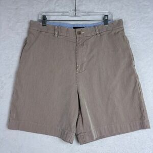 J. Crew Mens Shorts Size 35 Brown Striped Cotton Casual‎ Classic Fit